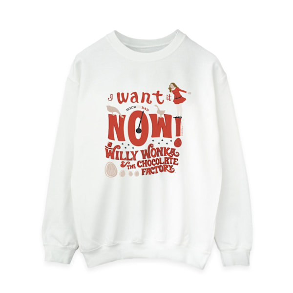 Willy Wonka Dam/Damer Verruca Salt I Want It Now Sweatshirt White XL