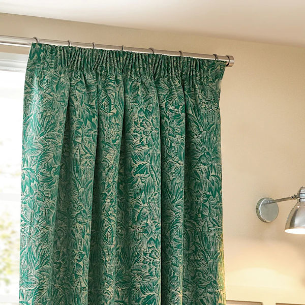Wylder Nature Grantley Jacquard Pencil Pleat Gardiner 229cm x 1 Emerald 229cm x 183cm
