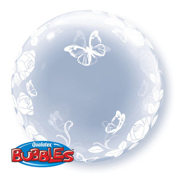 Qualatex 24 Inch Deco Bubble Balloon - Elegant Roses & Butterfl Clear One Size