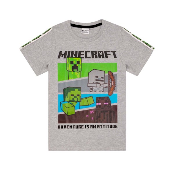 Minecraft Pojkar Kort Pyjamas Set 6-7 År Heather Grey/Svart/Grön Heather Grey/Black/Green 6-7 Years