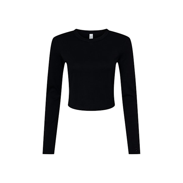 Bella + Canvas Dam/Dam Plain Micro-Rib Långärmad Crop Solid Black 10 UK - 12 UK