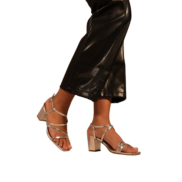 Where's That From Dam/Damer Sidra Crossover Strap Bred Medium Block Heel Sandaler 8 UK Silver Silver 8 UK