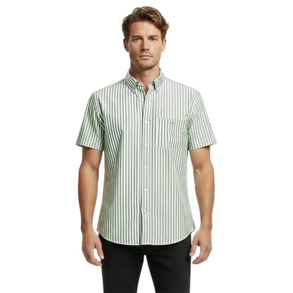 Gant Herr Randig Poplin Kortärmad Skjorta S Herb/Grön Herb/Green S