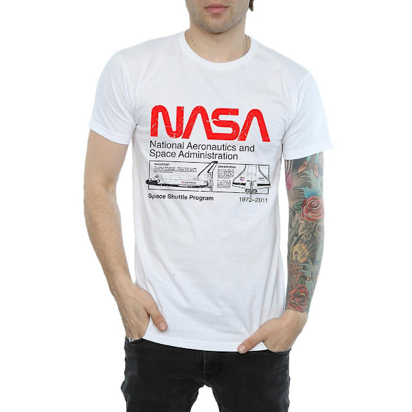 NASA Herr Space Shuttle Bomull T-shirt S Vit White S