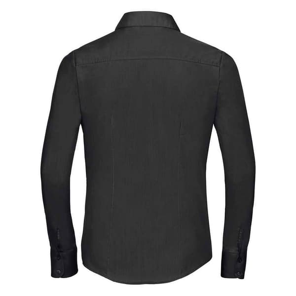 Russell Collection Dam/Damer Poplin Fitted Långärmad Formell Skjorta Black 20 UK