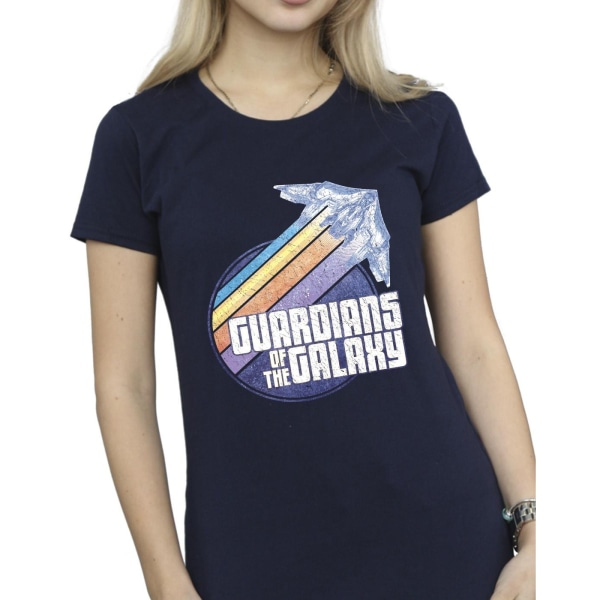 Guardians Of The Galaxy Dam/Ladies Badge Rocket Cotton T-Shi Navy Blue L