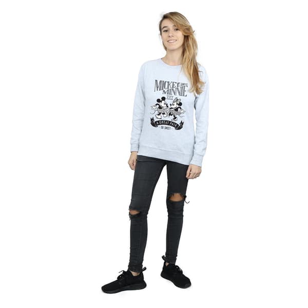 Disney Dam/Damer Mickey Och Minnie Mouse Great Pair Sweatshirt Heather Grey M
