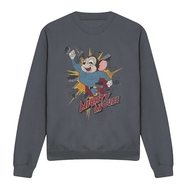 Mighty Mouse Unisex Vuxen Break Through Sweatshirt XL Kolgrå Charcoal XL