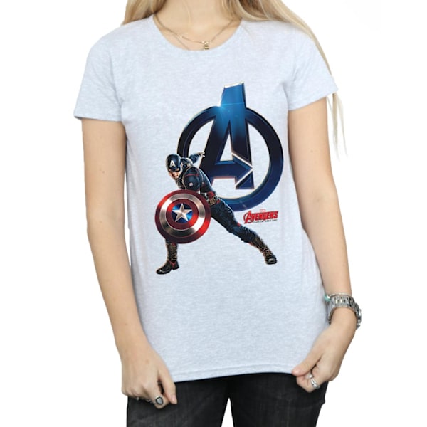 Marvel Dam/Kvinnor Captain America Pose Bomull T-shirt L Spor Sports Grey L