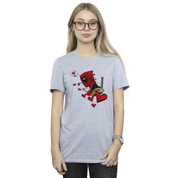 Marvel Dam/Damer Deadpool Love Arrow Bomull Boyfriend T-Shi Sports Grey 3XL