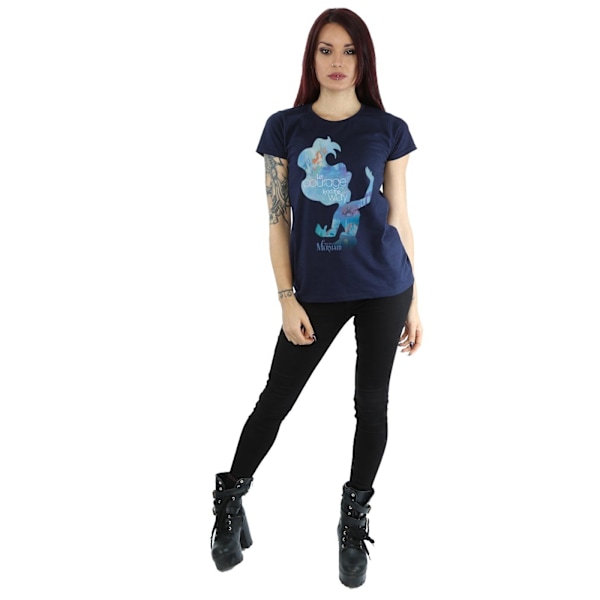 Disney Princess Dam/Damer Ariel Fylld Silhuett Bomull T-shirt Deep Navy L