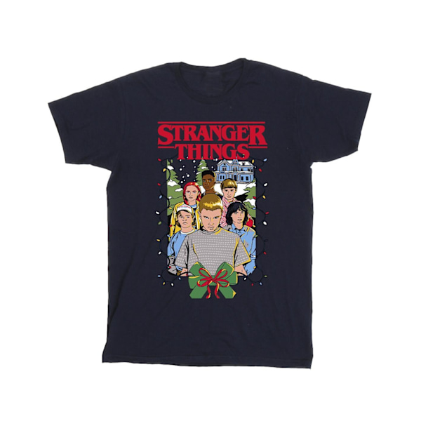 Netflix Girls Stranger Things Jul Affisch Bomull T-Shirt 7 Navy Blue 7-8 Years