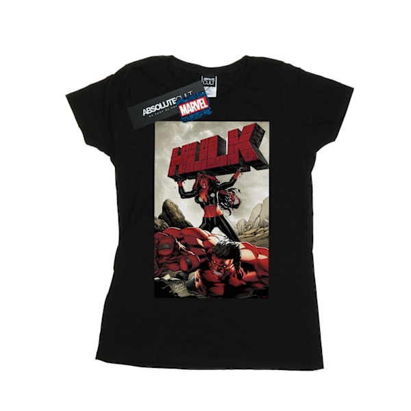 Marvel Dam/Kvinnor Röd Hulk Cover Bomull T-Shirt M Svart Black M