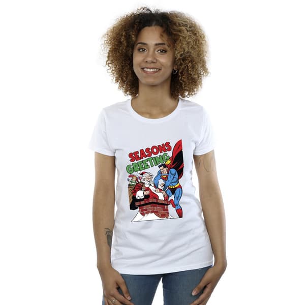 DC Comics Dam/Dam Superman Santa Comic T-shirt i bomull S Vit White S
