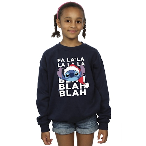 Disney Girls Lilo And Stitch Jul Blah Blah Blah Sweatshirt Navy Blue 3-4 Years