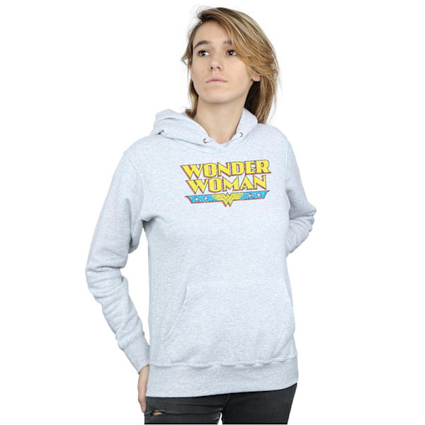DC Comics Dam/Kvinnor Wonder Woman Crackle Logo Hoodie XXL Han Heather Grey XXL