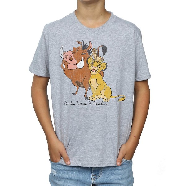Lejonkungen Pojkar Klassisk Simba Timon & Pumba T-shirt 12-13 År Sports Grey 12-13 Years