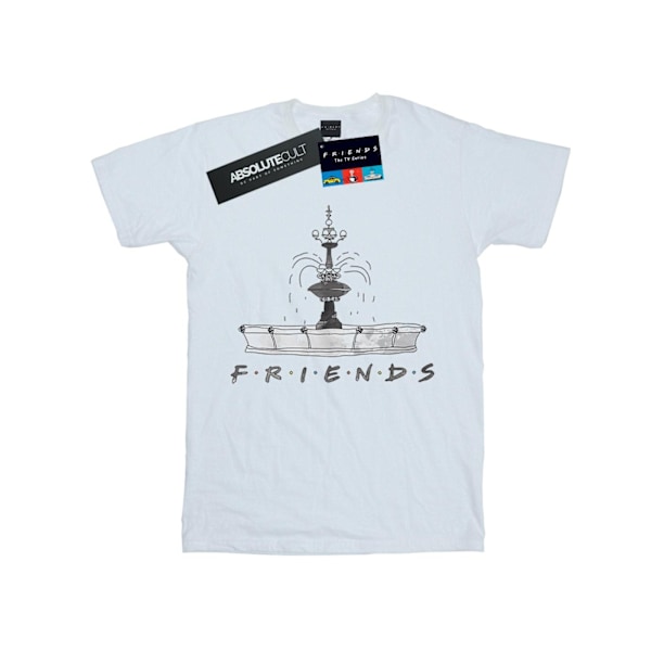 Friends Dam T-shirt i bomull för kvinnor/damer med tryck av fontänen White XL