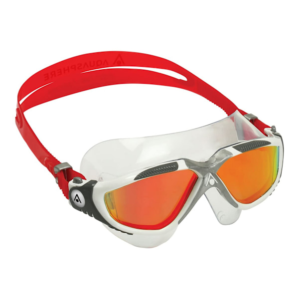 Aquasphere Vista spegelglasögon för simning, unisex, vuxen, en storlek White/Silver/Red One Size