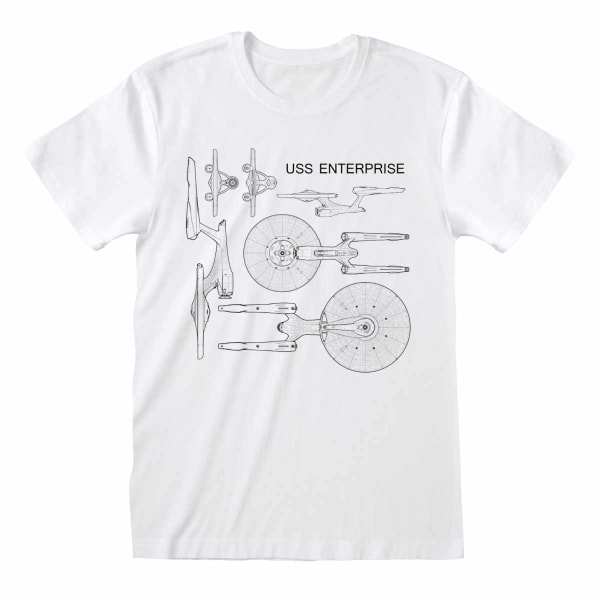 Star Trek Unisex Adult USS Enterprise T-shirt S Vit White S