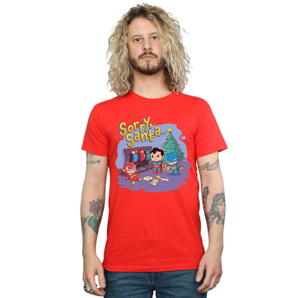 DC Comics Herr Super Friends Sorry Santa T-shirt S Röd Red S