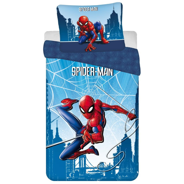 Spider-Man bomull cover set blå/röd Blue/Red Single