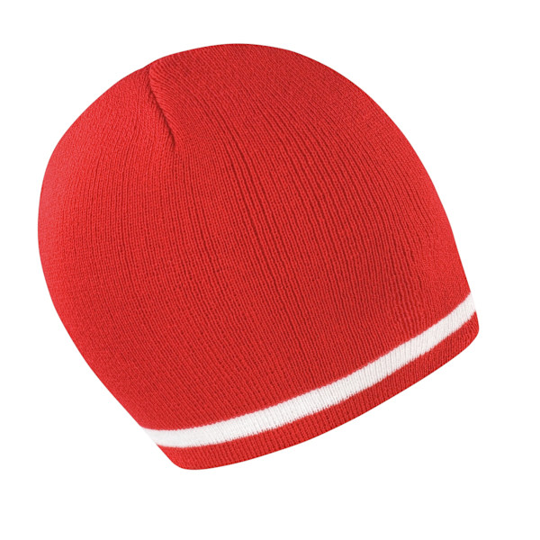 Result Unisex Vinter Essentials National Beanie Hat One Size Re Red / White One Size