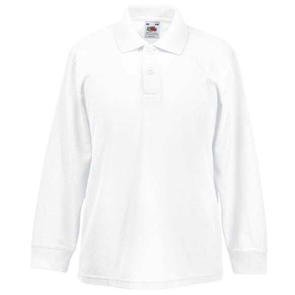 Fruit Of The Loom Barnkläder Långärmad 65/35 Pique Polo / Barn Polotröjor 3-4 Vit White 3-4