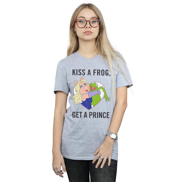 Disney Dam/Kvinnor Mupparna Kyss En Groda Bomull Pojkvän T-shirt Sports Grey M
