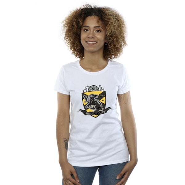 Harry Potter Dam/Kvinnor Hufflepuff Bröst Badge Bomull T-Shir White M