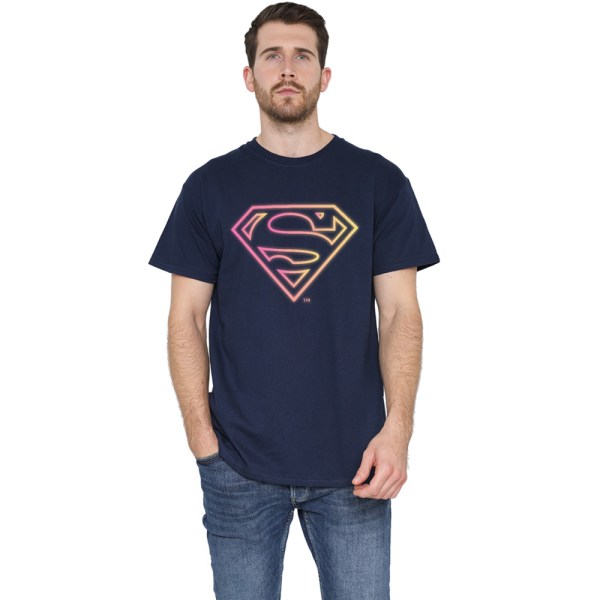 Superman Herr Arcade Logo T-shirt L Marinblå Navy L