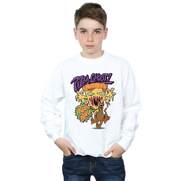 Scooby Doo Boys Pizza Ghost Sweatshirt 7-8 År Vit White 7-8 Years