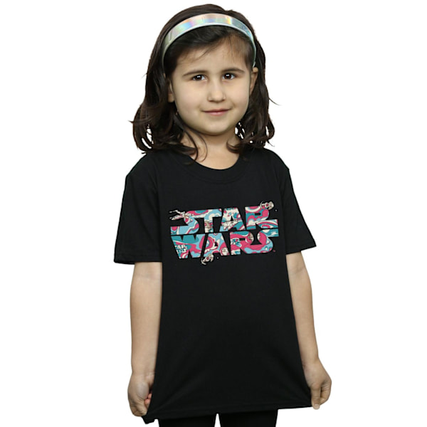 Star Wars flickor vågigt skeppslogotyp bomull T-shirt 12-13 år svart Black 12-13 Years