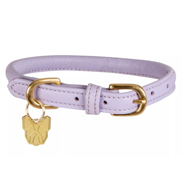 Digby & Fox Rullad läderhundhalsband med spänne XXS - Halsmått: 23 Lilac XXS - Neckline: 23cm-28cm