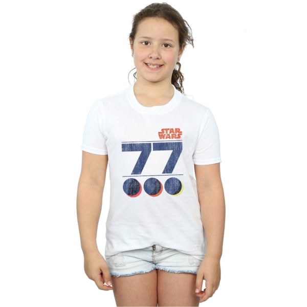 Star Wars Retro 77 Death Star Bomull T-shirt för flickor 7-8 år Vit White 7-8 Years