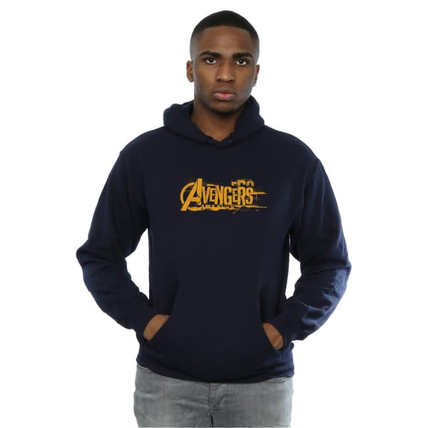 Marvel Herr Avengers Infinity War Orange Logotyp Huvtröja L Marinblå Navy Blue L