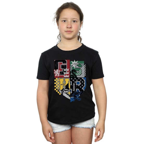 Harry Potter T-shirt i bomull för flickor, Hogwarts Varsity, 9-11 år, B Black 9-11 Years