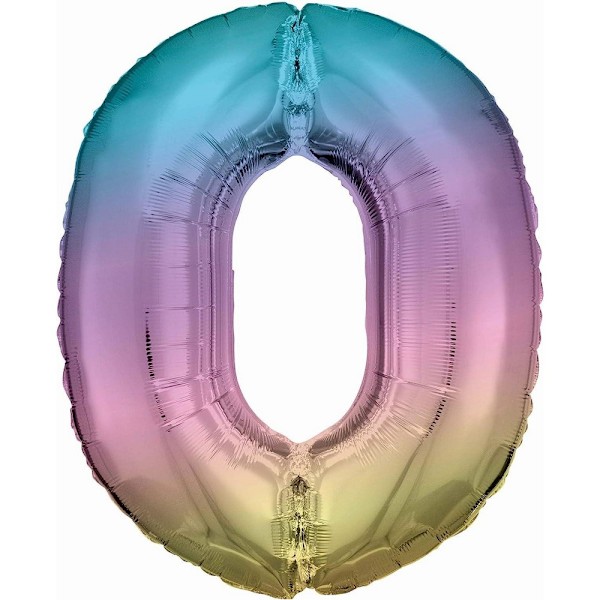 Amscan Nummer 0 Pastell Folieballong En Storlek Flerfärgad Multicoloured One Size