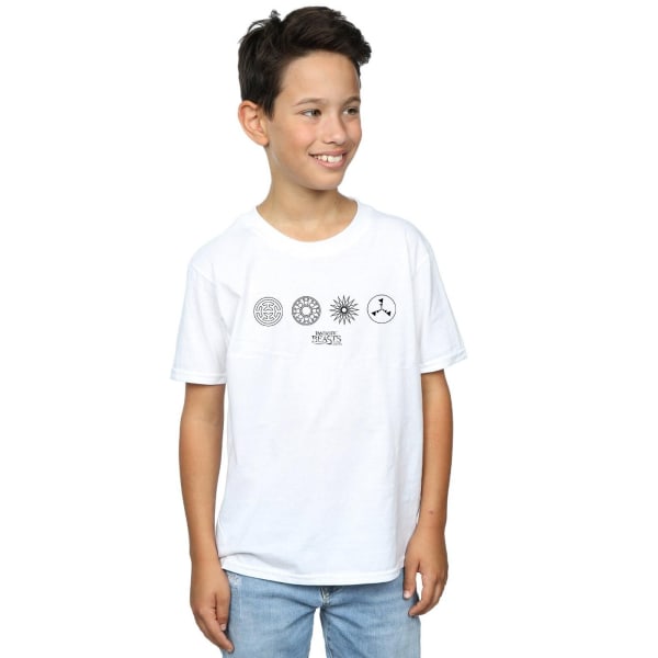Fantastic Beasts Boys Circular Icons T-Shirt 12-13 Years White White 12-13 Years