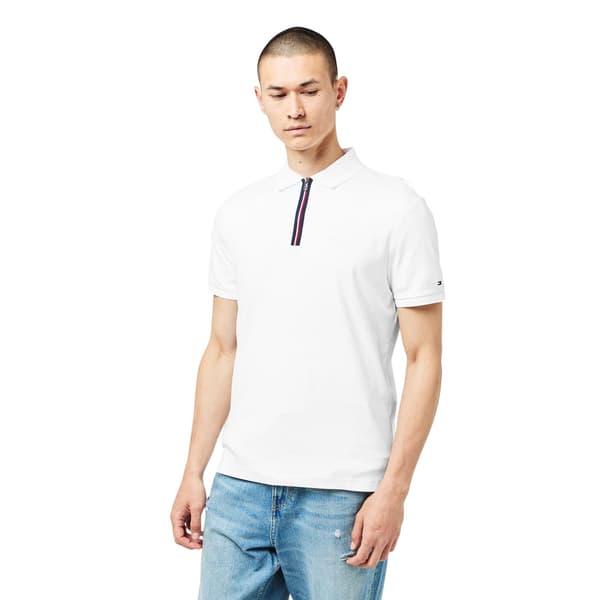Tommy Hilfiger Herr Quarter Zip Pikétröja S Vit White S