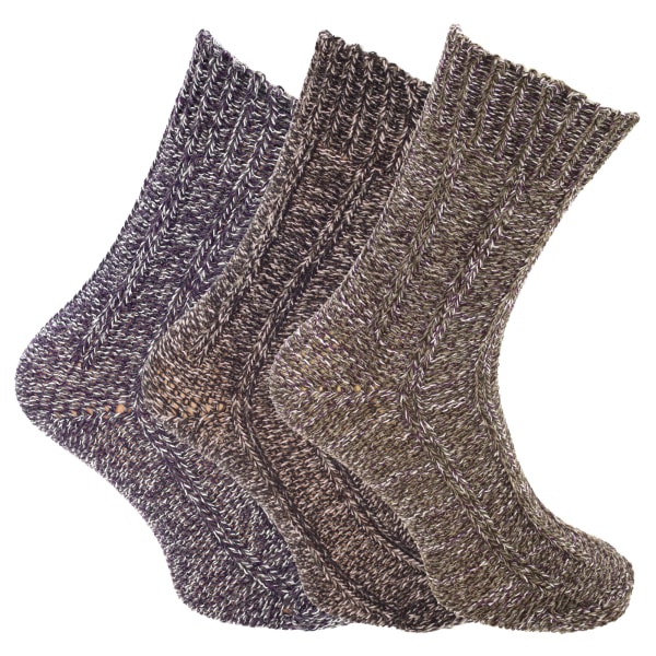 Chunky Knit Outdoor Boot Sock (3 par) 6-11 UK Lila Purple 6-11 UK