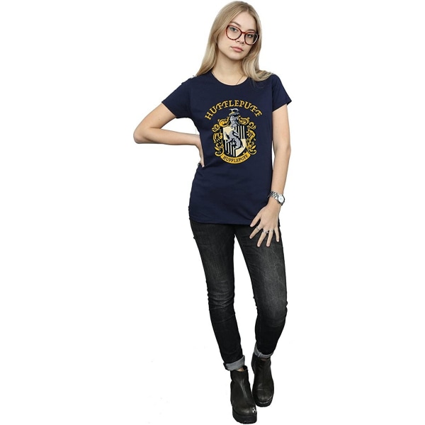 Harry Potter Dam/Kvinnor Hufflepuff Bomull T-shirt L Marinblå Navy Blue L