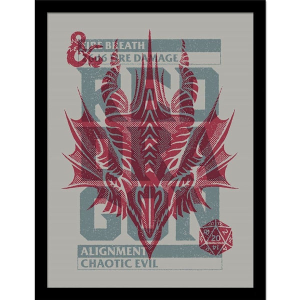 Dungeons & Dragons Chaotic Evil inramad affisch 40cm x 30cm Multi Multicoloured 40cm x 30cm