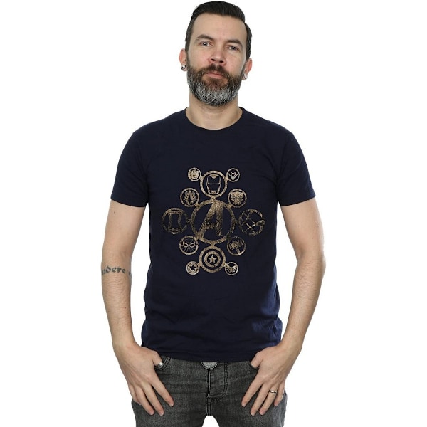 Avengers Infinity War Dam T-shirt i bomull med ikoner för kvinnor/damer, S, marinblå Navy Blue S