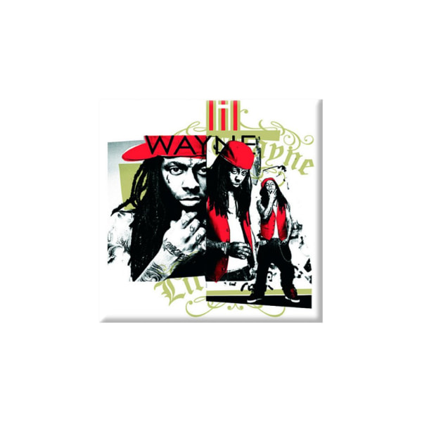 Lil Wayne Red Cap Montage Kylskåpsmagnet En one size svart/vit/re Black/White/Red One Size