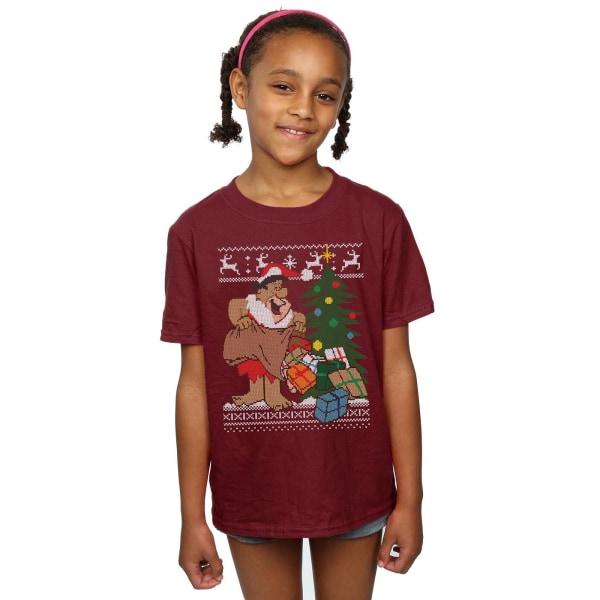 The Flintstones Girls Jul Fair Isle Bomull T-shirt 12-13 Burgundy 12-13 Years