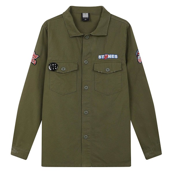 Amplified Mens The Rolling Stones Military Overshirt M Khaki Gr Khaki Green M