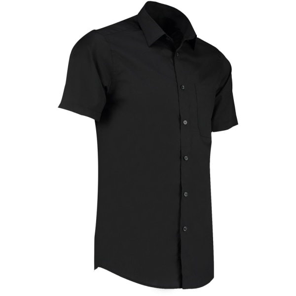 Kustom Kit Herr Kortärmad Skräddarsydd Poplin Shirt 19,5 Svart Black 19.5