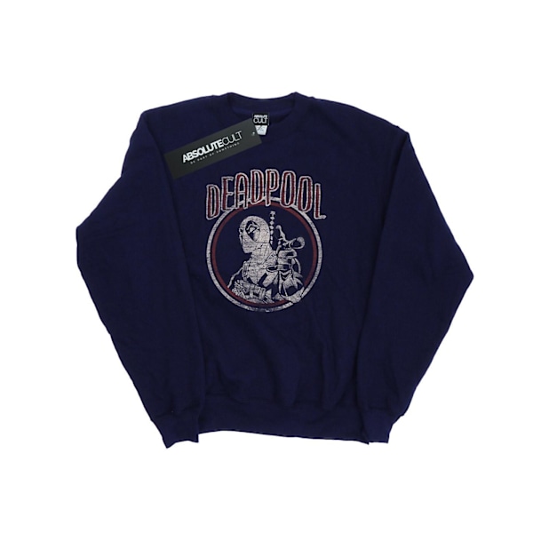 Marvel Dam/Damer Deadpool Vintage Circle Sweatshirt S Marinblå Navy Blue S