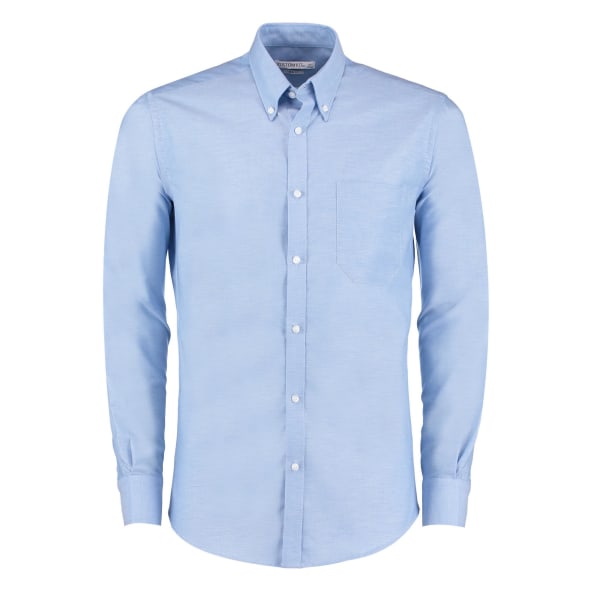 Kustom Kit Herr Oxford Slim långärmad skjorta 16,5 tum ljusblå Light Blue 16.5in